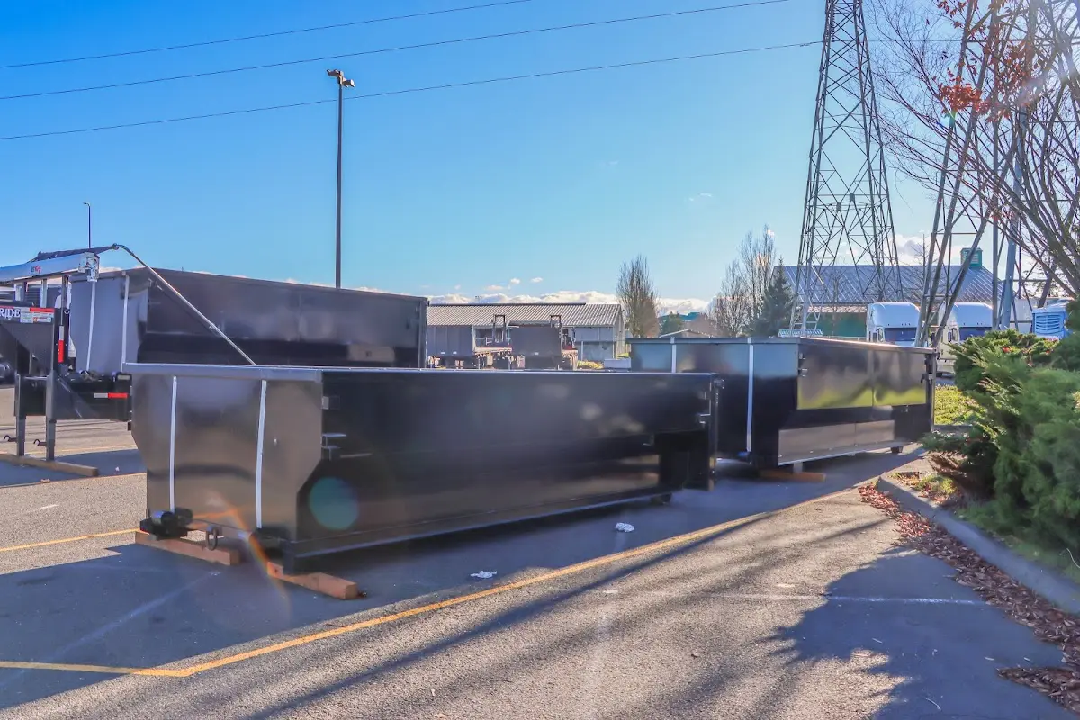 Roll-off dumpster ready for waste disposal at job site for 15 Yard Dumpster Rental in Wallingford